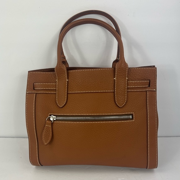 DOONEY & BOURKE 1975 MINI EAST/WEST TASSEL PEBBLED TEXTURED TOTE BAG,“TAN” COLOR - Picture 4 of 16